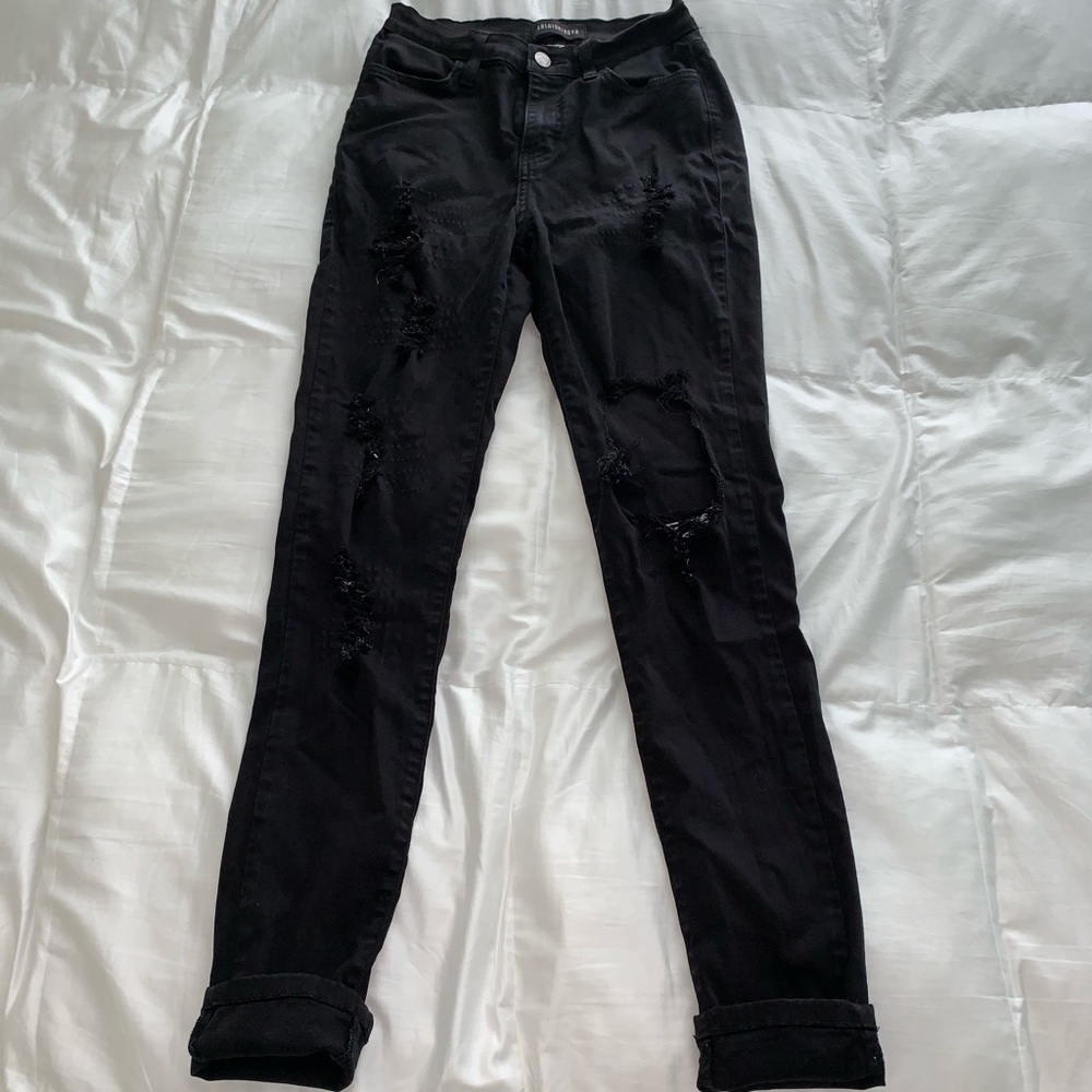 Fashion Nova black glistening jeans